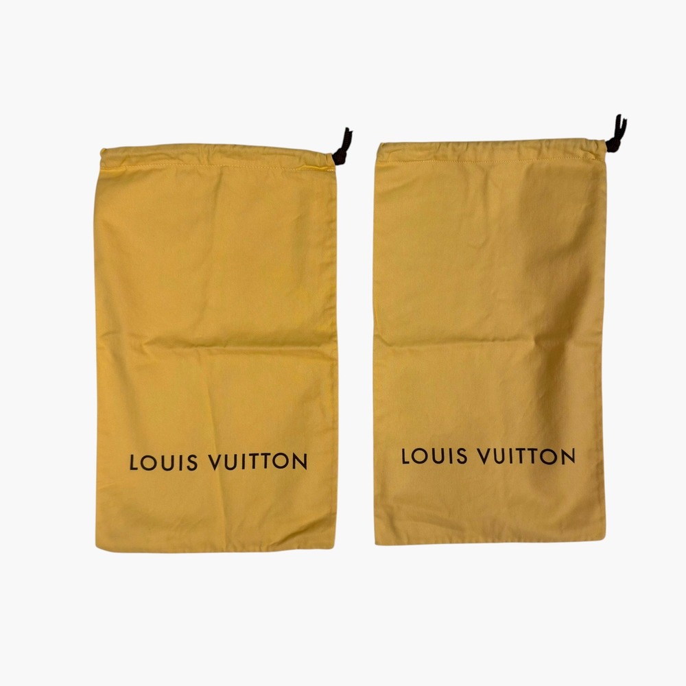 Louis Vuitton Set of 2 Shoe Dust Bags Yellow Cotton Drawstring Authentic Luxury